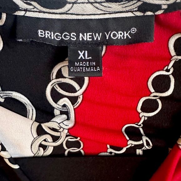 3 for $15 Briggs New York Red & Black Chainlink Cowl Neck 2-Layer Blouse  XL - Picture 6 of 6